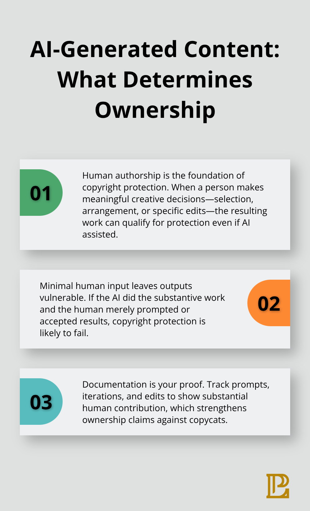 Three key factors that determine who owns AI-generated content in the United States