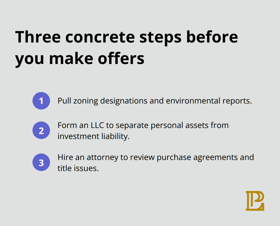 Compact ordered list of the three essential actions for California CRE investors - Commercial real estate investors