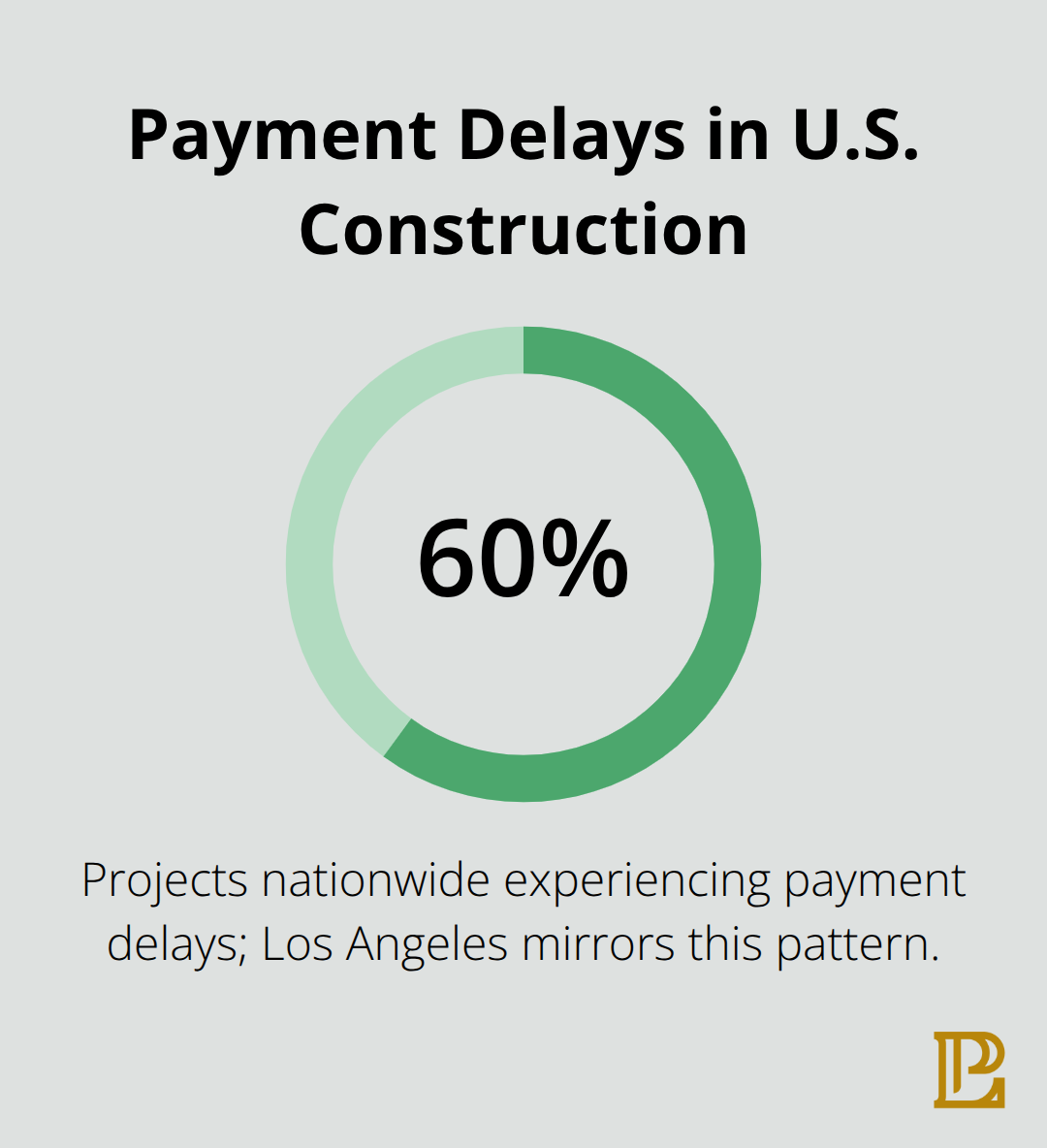 Share of construction projects affected by payment delays, with Los Angeles following the national trend - Construction disputes Los Angeles