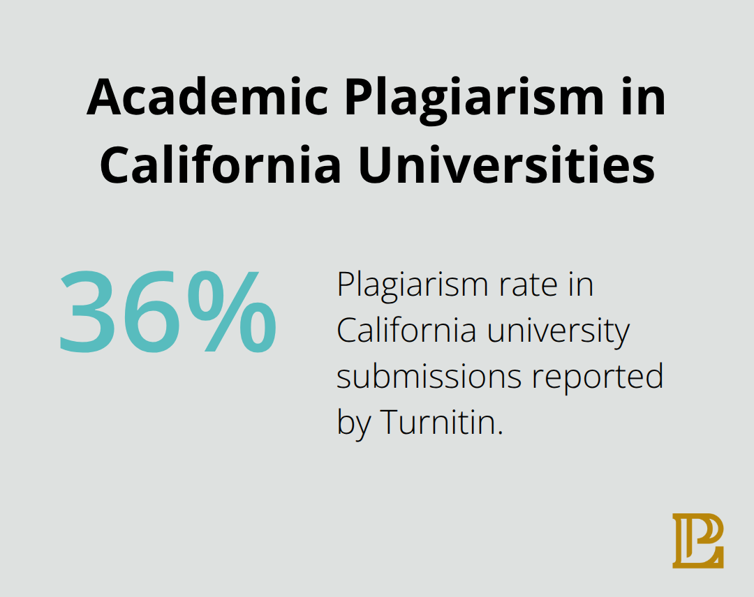 Chart showing the percentage of academic plagiarism in California universities. - Copyright enforcement California