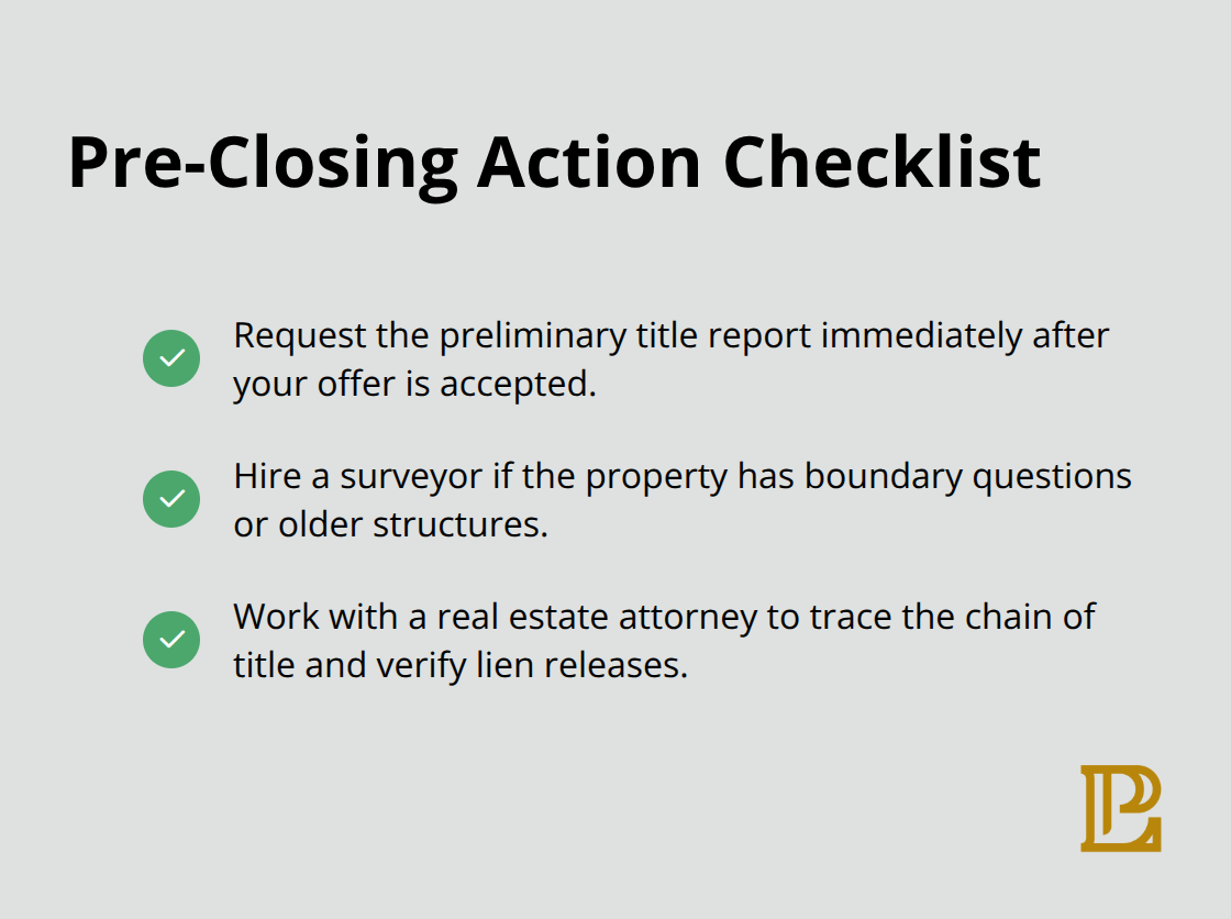 Checklist of key steps to take before closing to protect property ownership. - Hermosa Beach property title