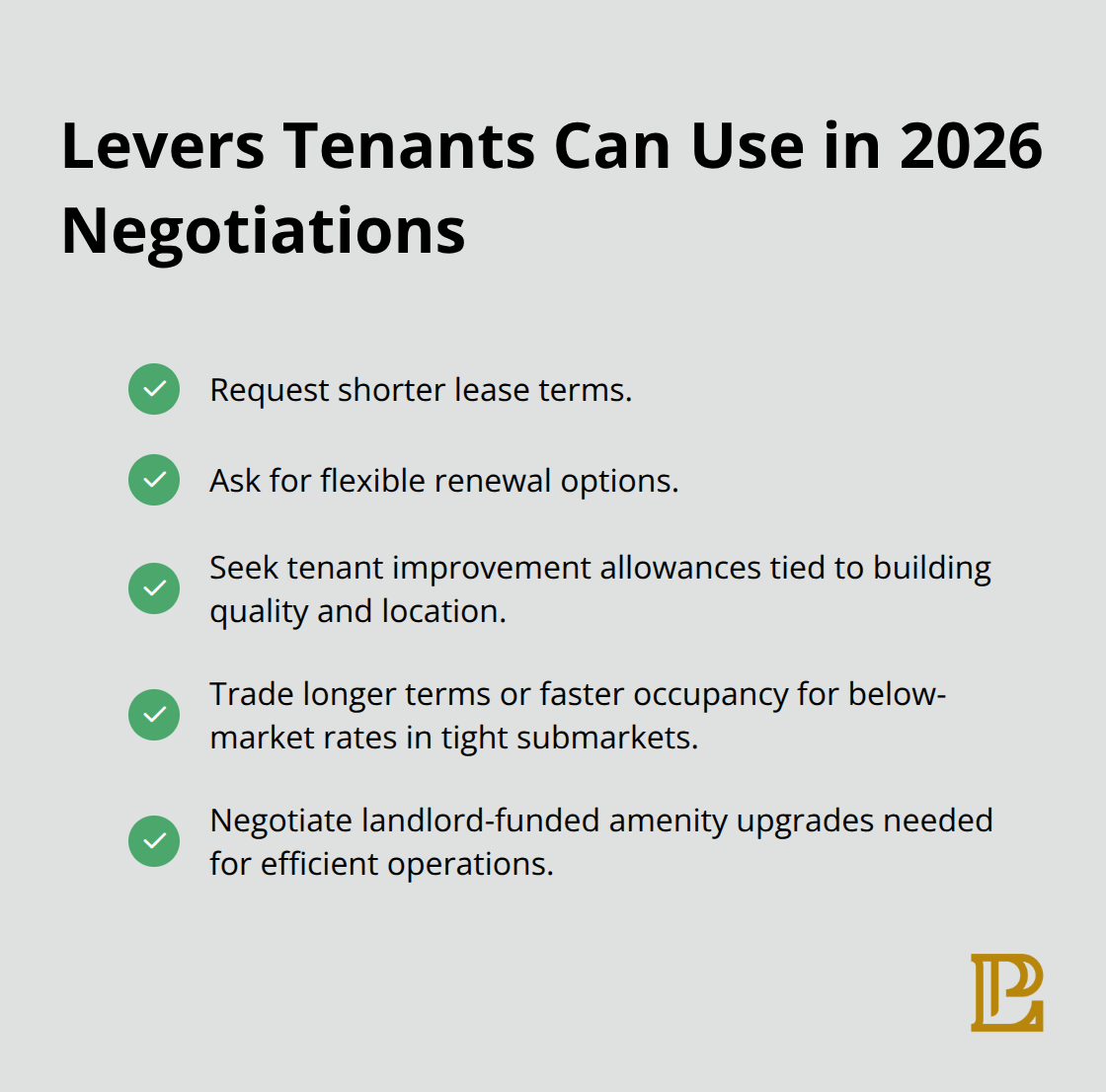Checklist of tenant negotiation tactics based on current West LA leasing dynamics. - LA commercial real estate