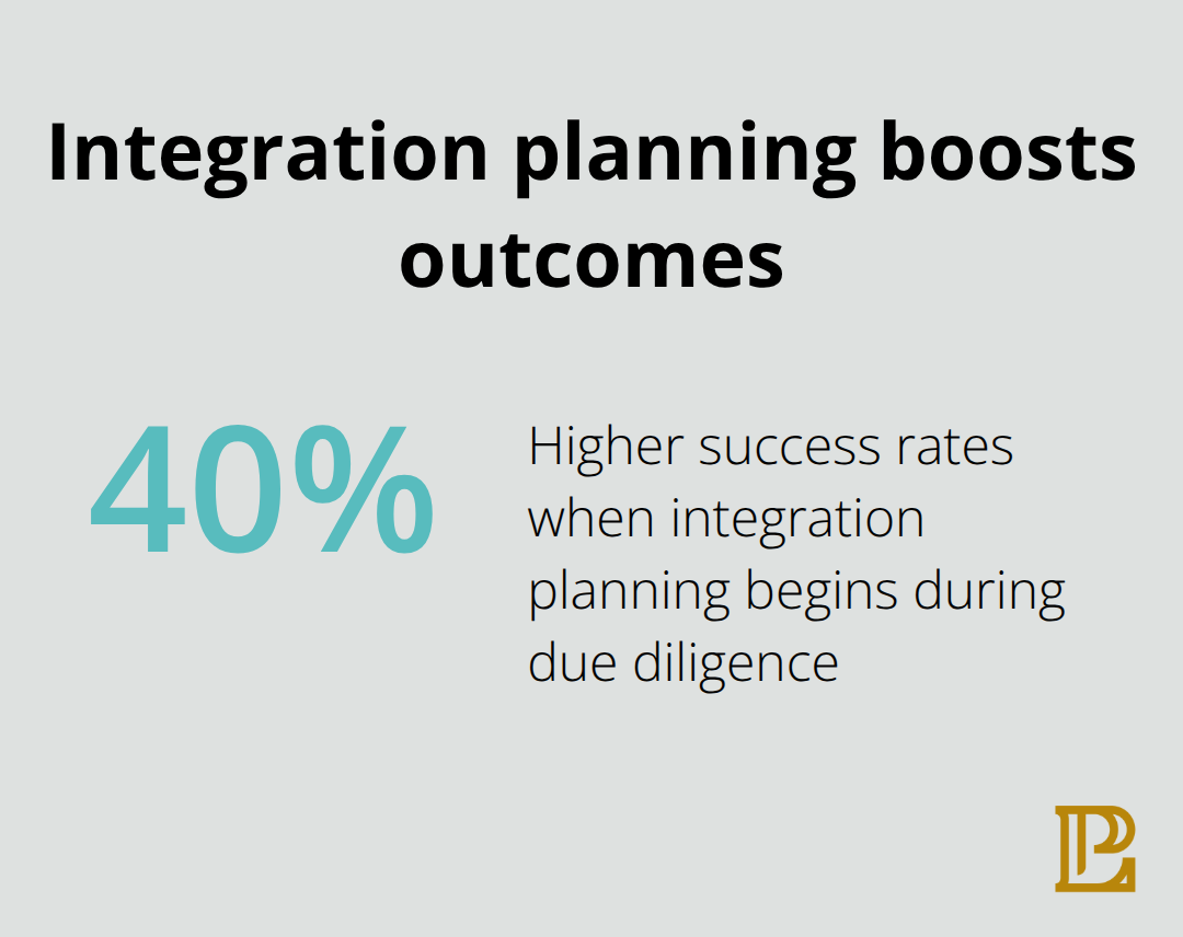 Percentage increase in success when planning starts during due diligence