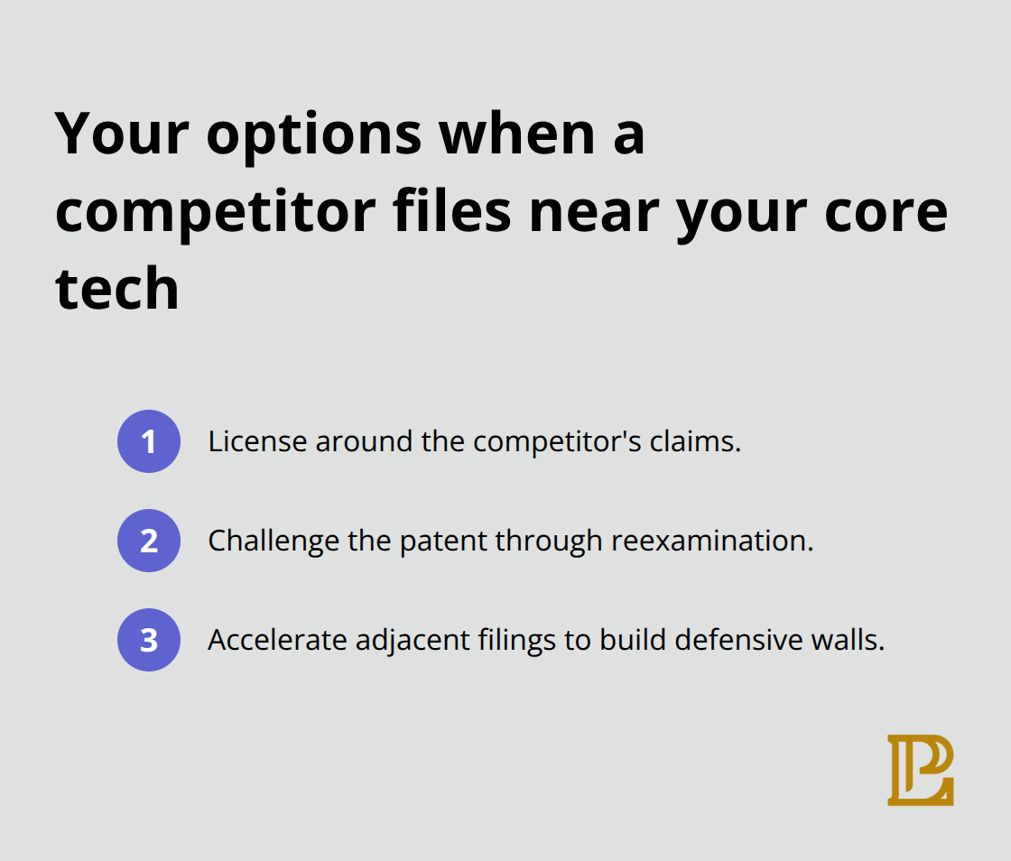 Three immediate response options to overlapping competitor patents