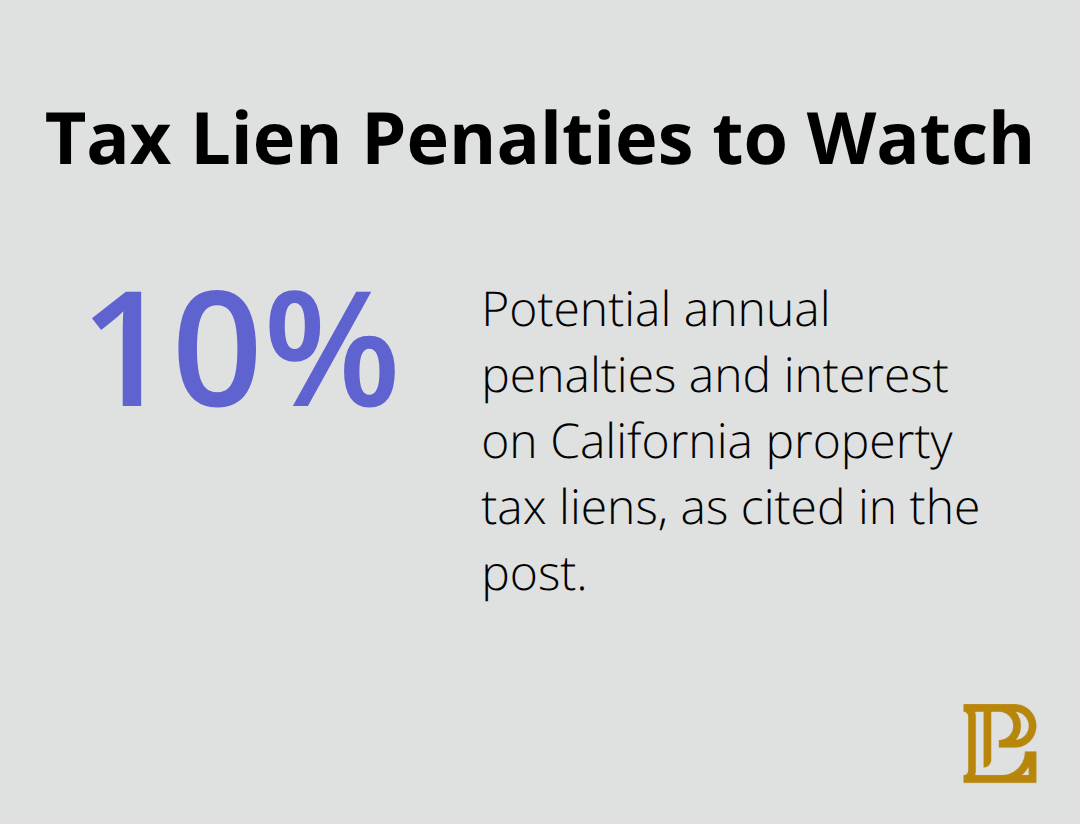 Chart highlighting the potential annual penalty rate on California property tax liens. - Property title review California