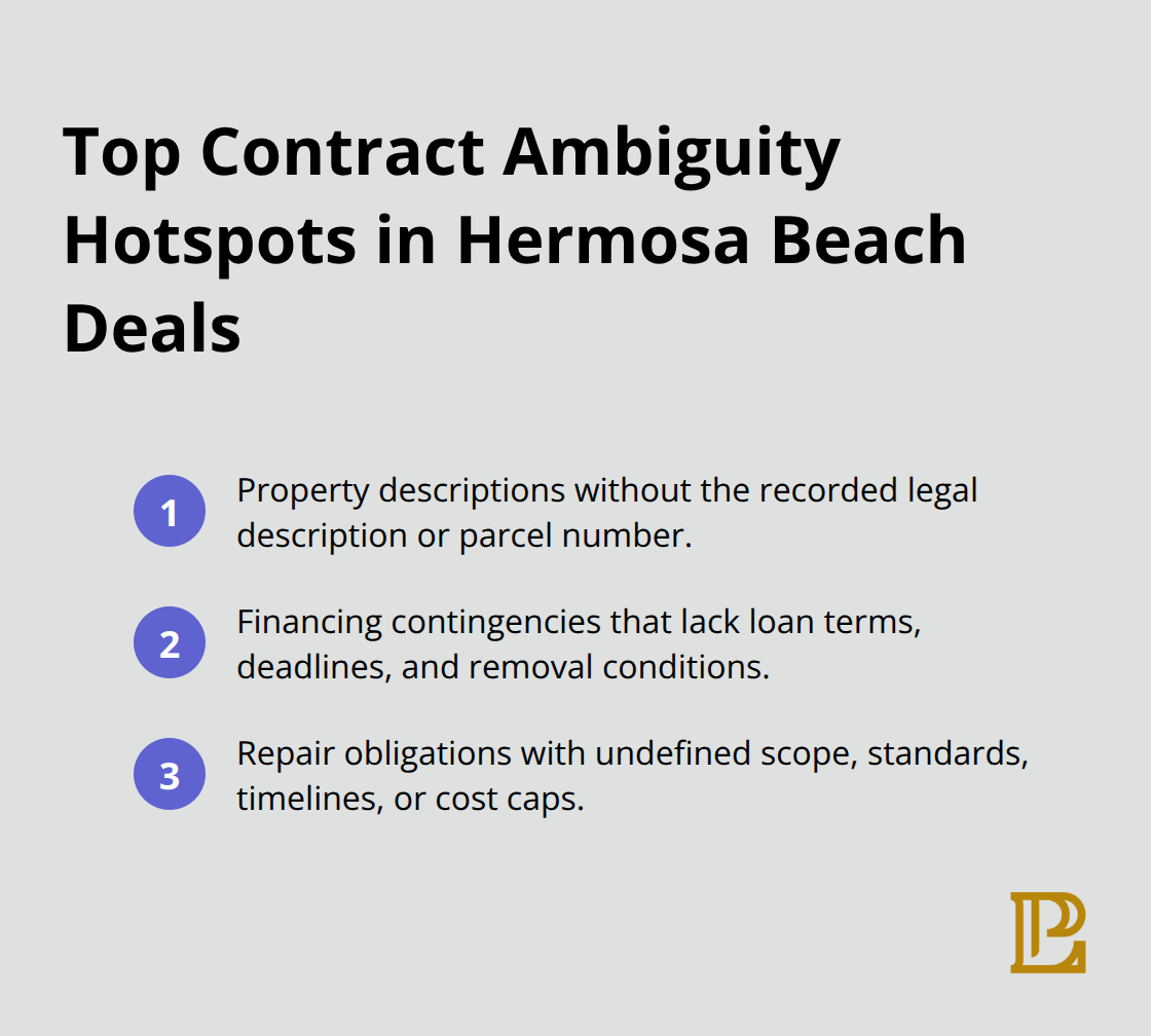 Three common ambiguity areas in Hermosa Beach real estate contracts - Real estate contract drafting